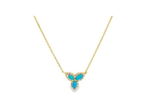 Turquoise Flower Shape Necklace – 18K Yellow Gold